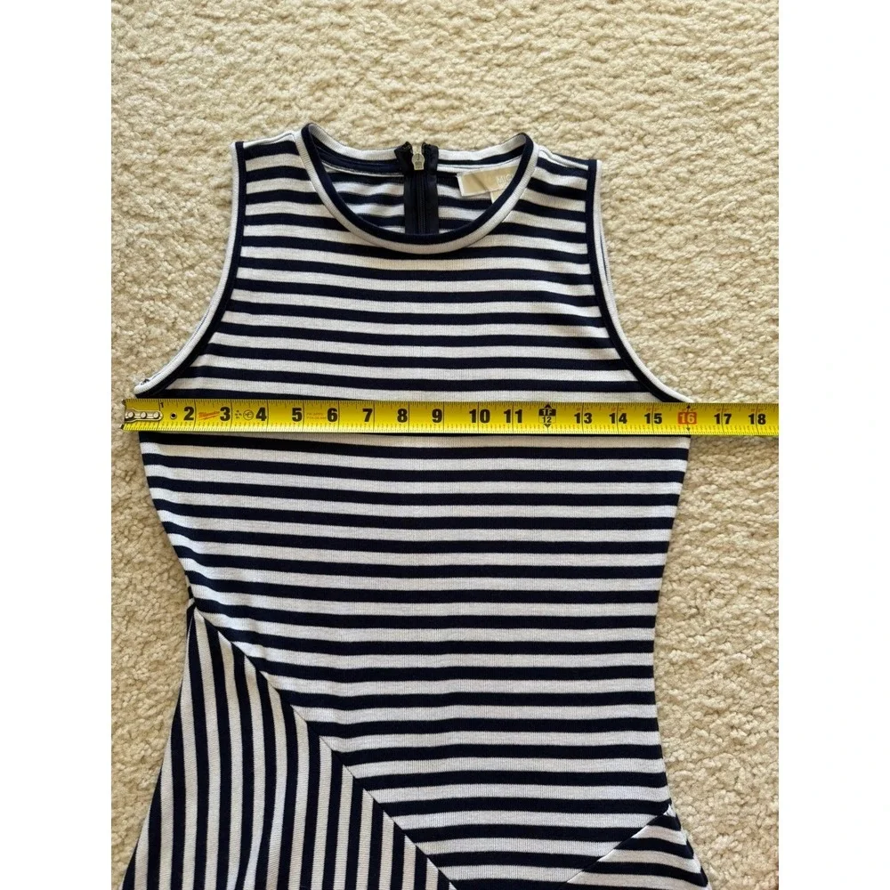 Michael Kors Knit A-Line Dress Striped‎ Sleeveless Zip Black White Size XS